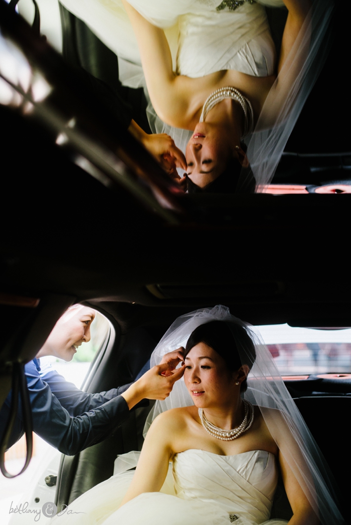The bride in the limo
