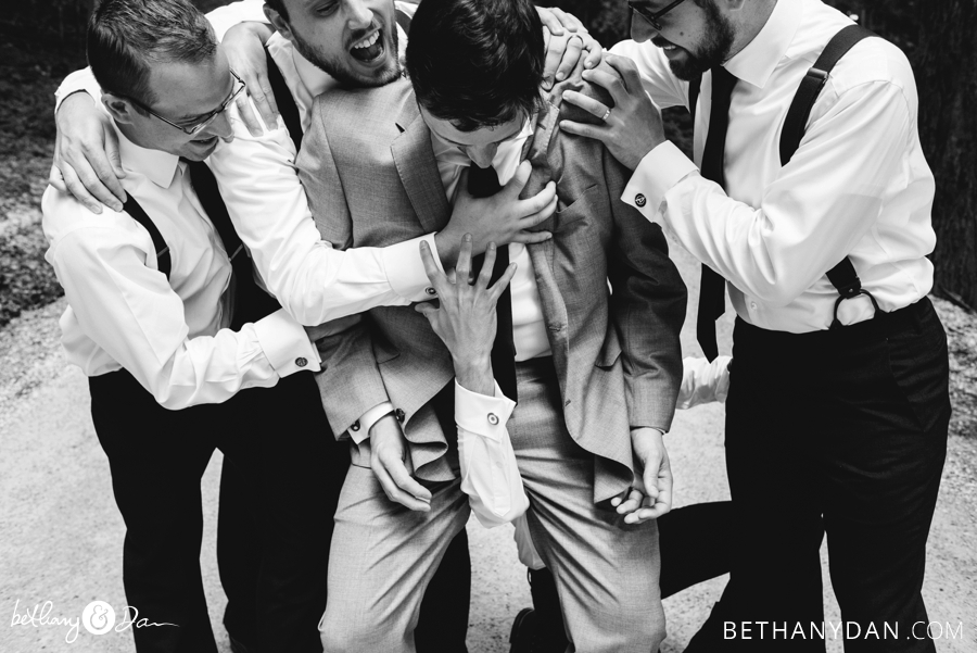 The groomsmen having fun