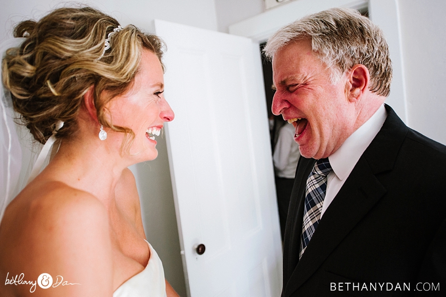 The father of the bride seeing his daughter for the first time