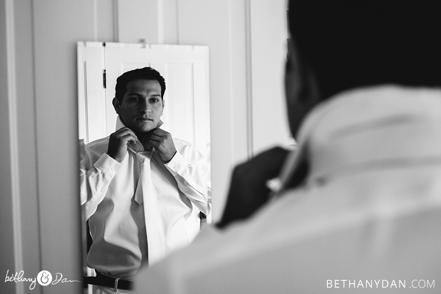 The groom getting ready