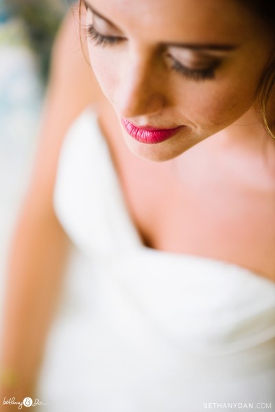 Close up of the bride's lips