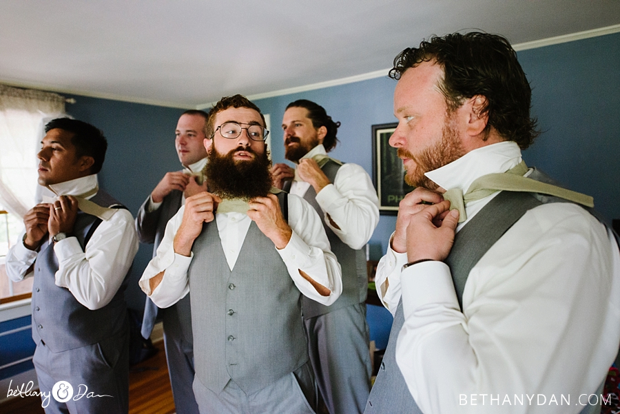 The groomsmen tie bowties