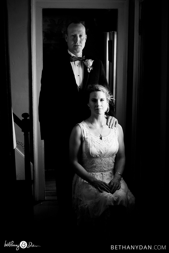 A portrait of the bride and groom