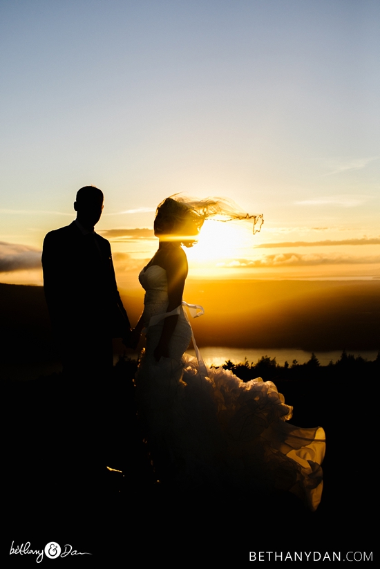 sunset acadia wedding